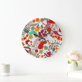 Festliche Weihnachtselemente Nahtloses Design Große Wanduhr (Zuhause)