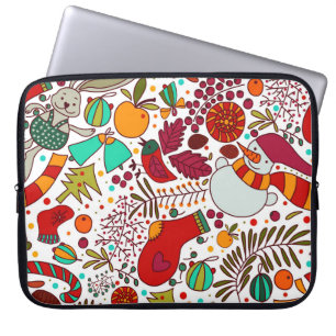 Festliche Weihnachtselemente Nahtloses Design Laptopschutzhülle