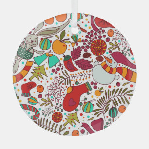 Festliche Weihnachtselemente Nahtloses Design Ornament Aus Glas