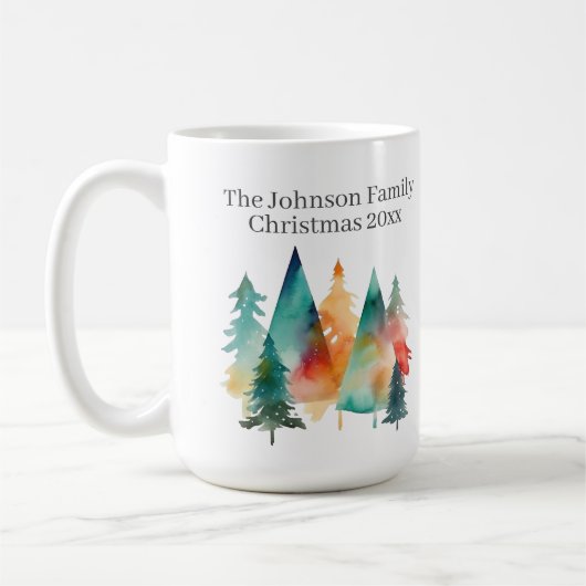 Festliche Weihnachtsfamilie der Aquarellwälder Kaffeetasse (Links)