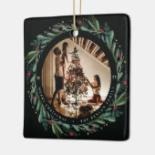 Festliche Weihnachtsfeier Blätter Berries Pic Squa Keramikornament (Links)