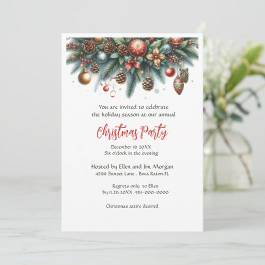 Festliche Weihnachtsfeier Einladung (Stehend Vorderseite)