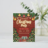 Festliche Weihnachtsfeier-Einladung Postkarte (Stehend Vorderseite)