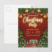 Festliche Weihnachtsfeier-Einladung Postkarte (Vorne/Hinten)
