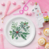 Festliche Weihnachtsfeier Holly Berry Pappteller (Party)