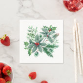 Festliche Weihnachtsfeier Holly Berry Serviette (Beispiel)