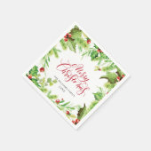 Festliche Weihnachtsfeier Holly Berry Serviette (Ecke)