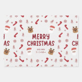 Festliche Weihnachtsfeier im 3-Pack: Personalisier Geschenkpapier Set (Vorderseite)