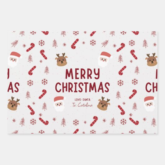 Festliche Weihnachtsfeier im 3-Pack: Personalisier Geschenkpapier Set (Vorderseite)