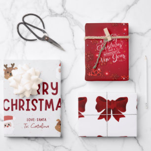 Festliche Weihnachtsfeier im 3-Pack: Personalisier Geschenkpapier Set