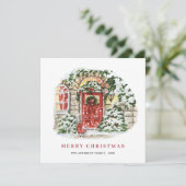 Festliche Weihnachtsfeier im Landhaus Feiertagskarte (Stehend Vorderseite)