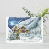 Festliche Weihnachtsfeier im Landhaus Feiertagskarte (Stehend Vorderseite)