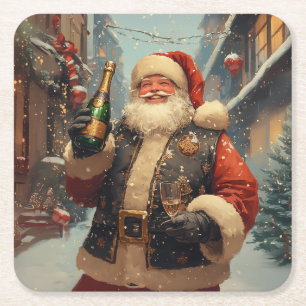 Festliche Weihnachtsfeier mit Champagner Rechteckiger Pappuntersetzer
