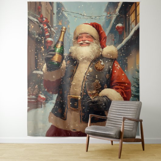 Festliche Weihnachtsfeier mit Champagner Wandteppich (Beispiel)