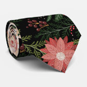 Festliche Weihnachtsfeier Poinsettia Krawatte (Gerollt)