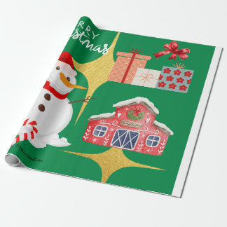 Festliche Weihnachtsfeier Snowman & Barn 🎄 Geschenkpapier