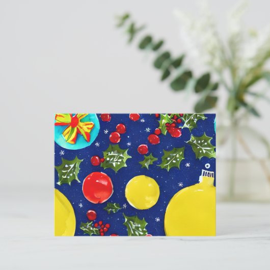 Festliche Weihnachtsfeier und Ornamente Weihnachte Postkarte (Stehend Vorderseite)