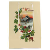 Festliche Weihnachtsfeier und rustikale Winterland Mittlere Geschenktüte (Rückseite)