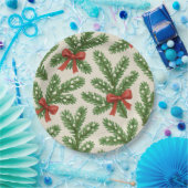 Festliche Weihnachtsfeierabteilung und rotes Band Pappteller (Party)