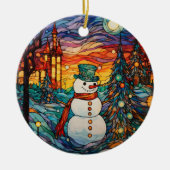 Festliche Weihnachtsfeierlichkeiten mit dem Snowma Keramik Ornament (Vorne)