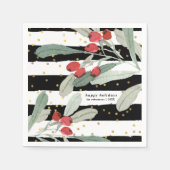 Festliche Weihnachtsfeiertage Botanicals Streifen Serviette (Vorderseite)