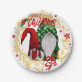 Festliche Weihnachtsfeiertage Gnomes Pappteller (Vorderseite)