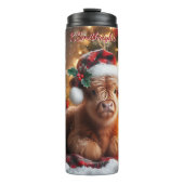 Festliche Weihnachtsfeiertage im Highland Calf Thermosbecher (Vorderseite)