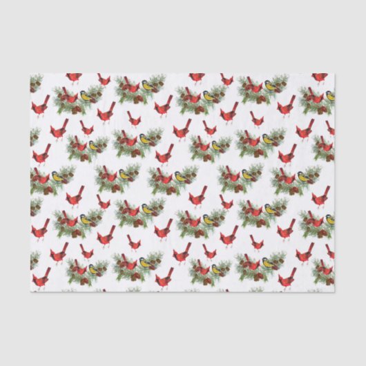 Festliche Weihnachtsfeiertage Kardinäle gekachelt Seidenpapier (Vorderseite)