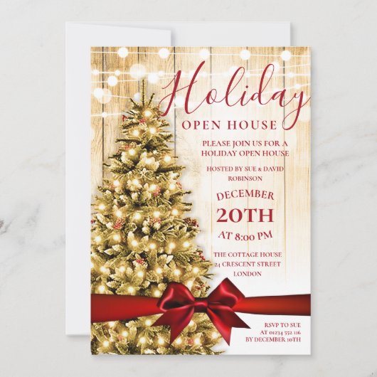Festliche Weihnachtsfeiertage Open House Lights Einladung (Vorderseite)