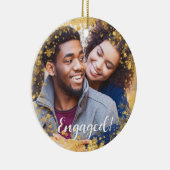 Festliche Weihnachtsfeiertage Verlobtes Foto Keramik Ornament (Rechts)