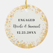 Festliche Weihnachtsfeiertage Verlobtes Foto Keramik Ornament (Hinten)