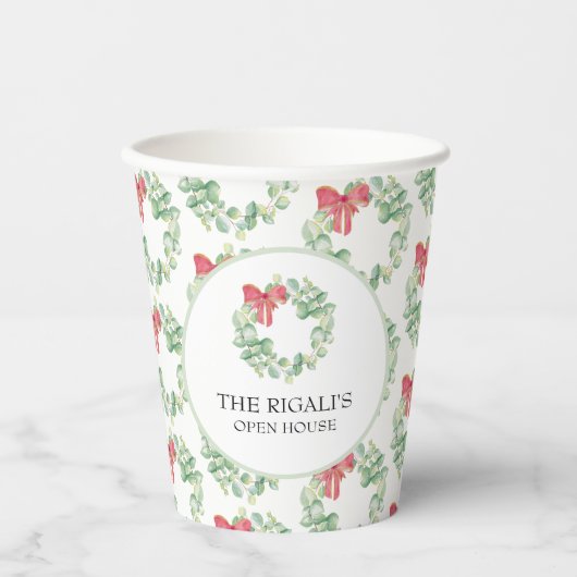 Festliche Weihnachtsfeiertage Wasserfarbenkrau Pappbecher (Vorderseite)