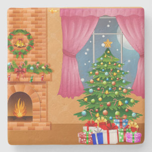 Festliche Weihnachtsferien-Zuhause Steinuntersetzer