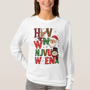 Festliche Weihnachtsfiguren-Letter-Art-T-Shirt T-Shirt