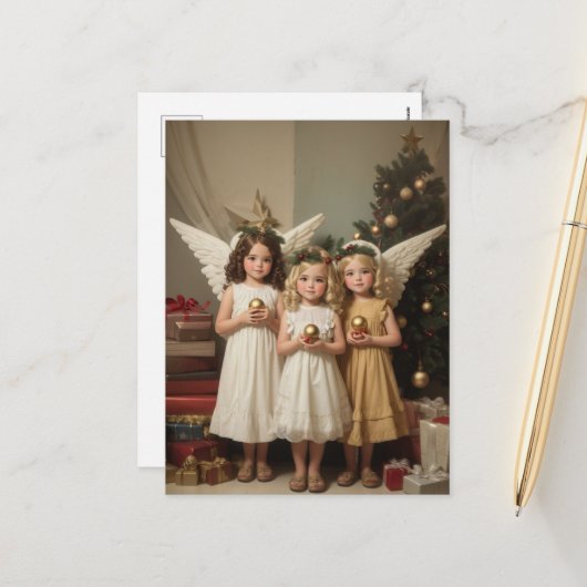 Festliche Weihnachtsgebirge Angeln Urlaub Feiertagspostkarte (Vorderseite/Rückseite Beispiel)