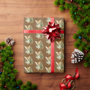 Festliche Weihnachtsgesteine mit Aquarellengelben Geschenkpapier
