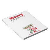 Festliche Weihnachtsgestreift Strümpfe mit Grün Notizblock (angewinkelt)