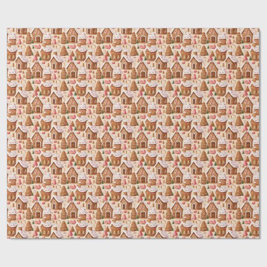 Festliche Weihnachtsgingerbäckermuster Geschenkpapier (Flach)