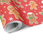 Festliche Weihnachtsgingerbäckermuster Geschenkpapier (Rolleneckpunkt)
