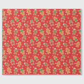 Festliche Weihnachtsgingerbäckermuster Geschenkpapier (Flach)