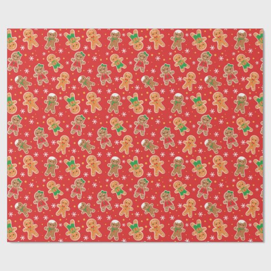 Festliche Weihnachtsgingerbäckermuster Geschenkpapier (Flach)