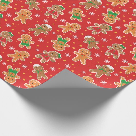 Festliche Weihnachtsgingerbäckermuster Geschenkpapier (Ecke)