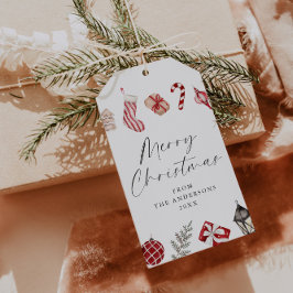 Festliche Weihnachtsgrenze für Wasserfarben Geschenkanhänger