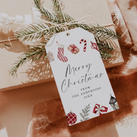 Festliche Weihnachtsgrenze für Wasserfarben Geschenkanhänger