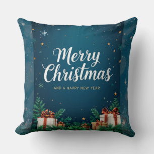Festliche Weihnachtsgrußkarte mit Dekorationen Kissen