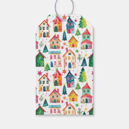 Festliche Weihnachtshäuser - Geschenk-Tag Geschenkanhänger