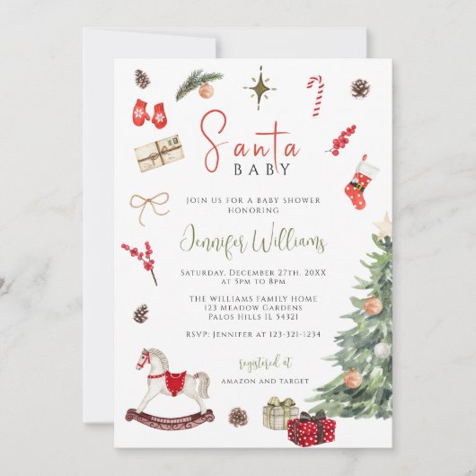 Festliche Weihnachtsjause Weihnachtsdusche Einladung (Vorderseite)