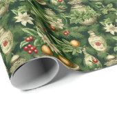 Festliche Weihnachtskacheln Vintage Glühbirnen Geschenkpapier (Rolleneckpunkt)