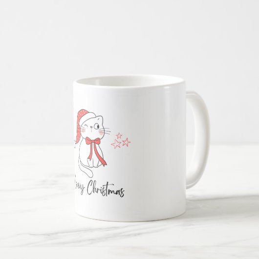 Festliche Weihnachtskaffee Tasse mit Adorable Cat (VorderseiteRechts)