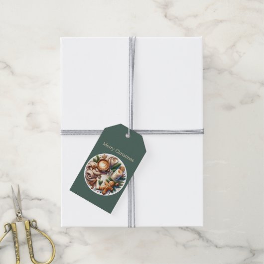 Festliche Weihnachtskakao individuell anpassbar Geschenkanhänger (Mit Garn)
